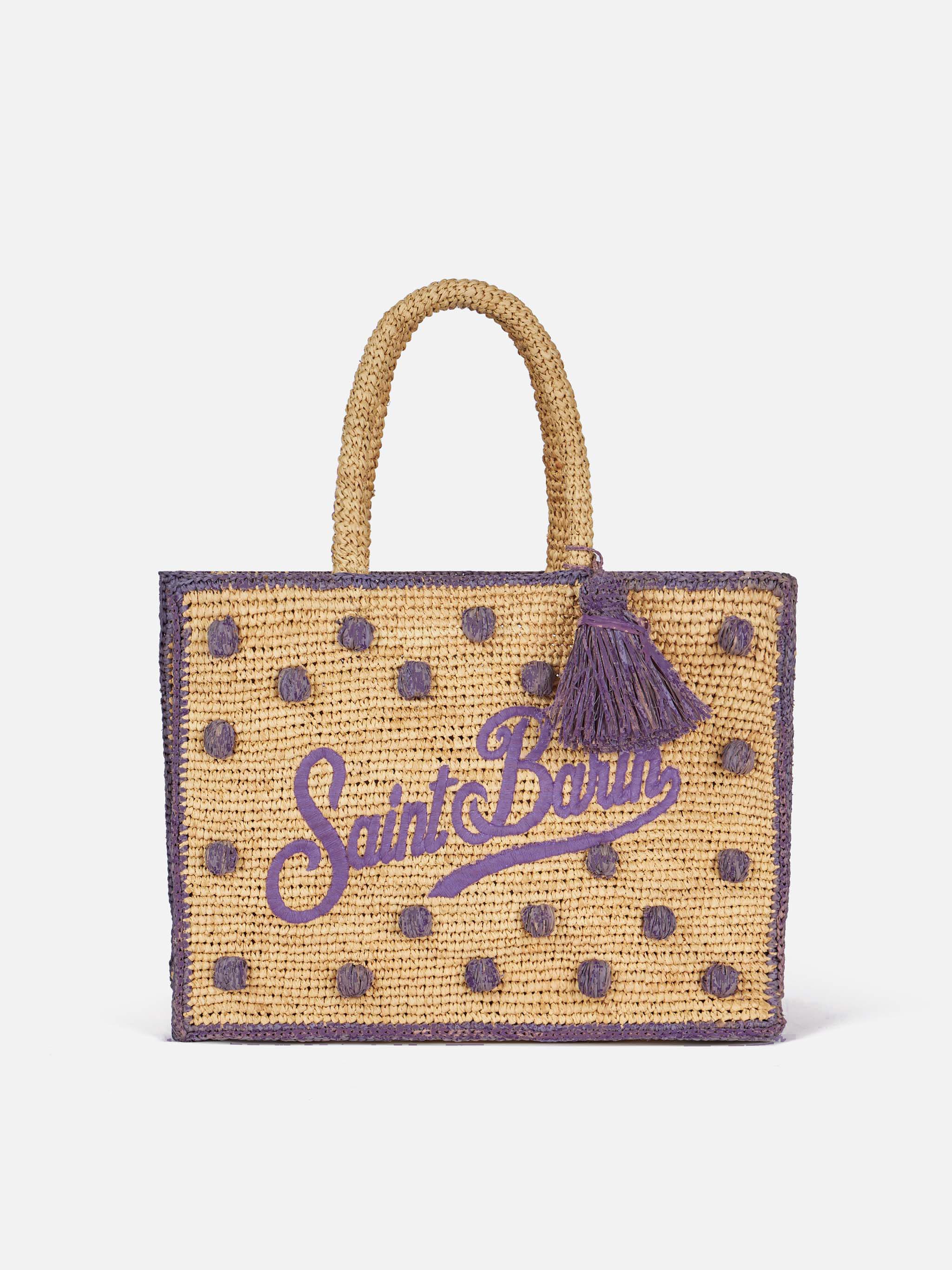 mc2-saint-barth-colette-borsa-rafia-spugna-a-pois-rosa image 1