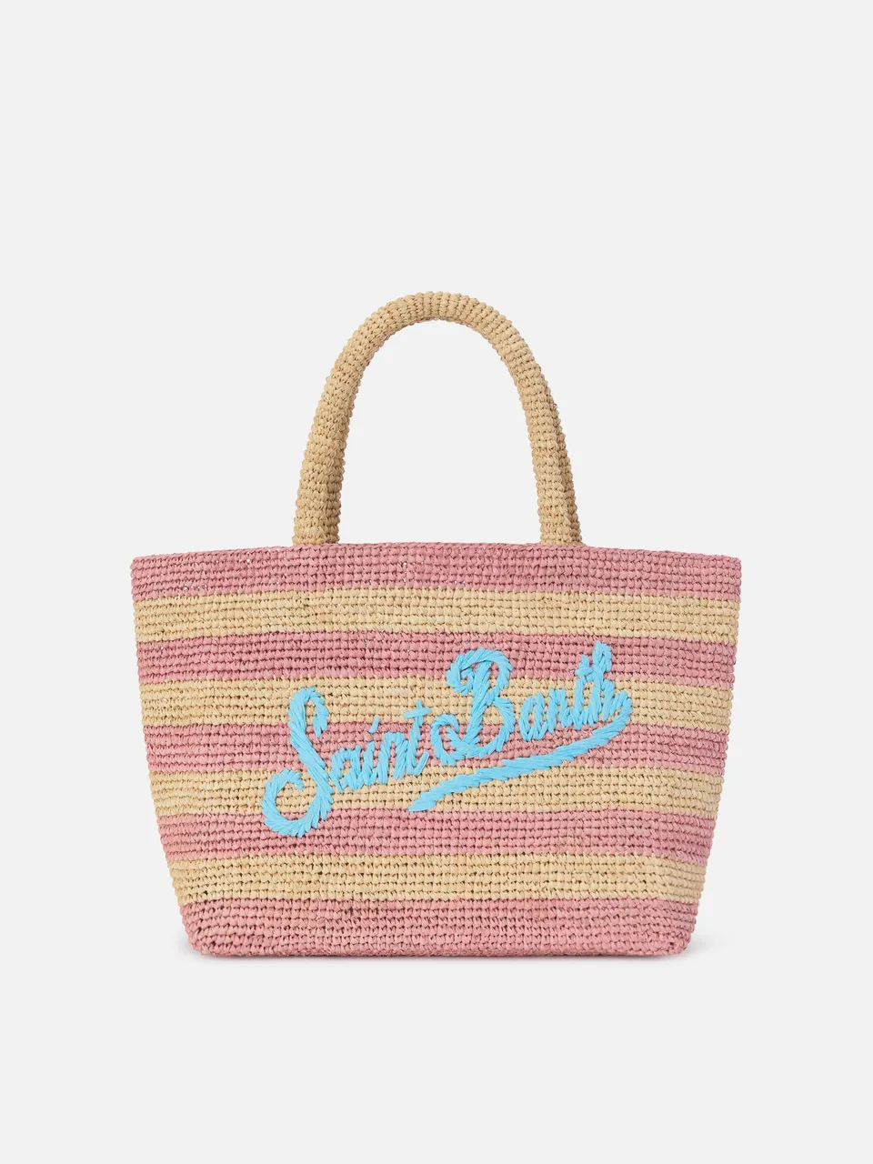 mc2-saint-barth-beach-medium-borsa-mare-raffia-rosa-a-righe image 1