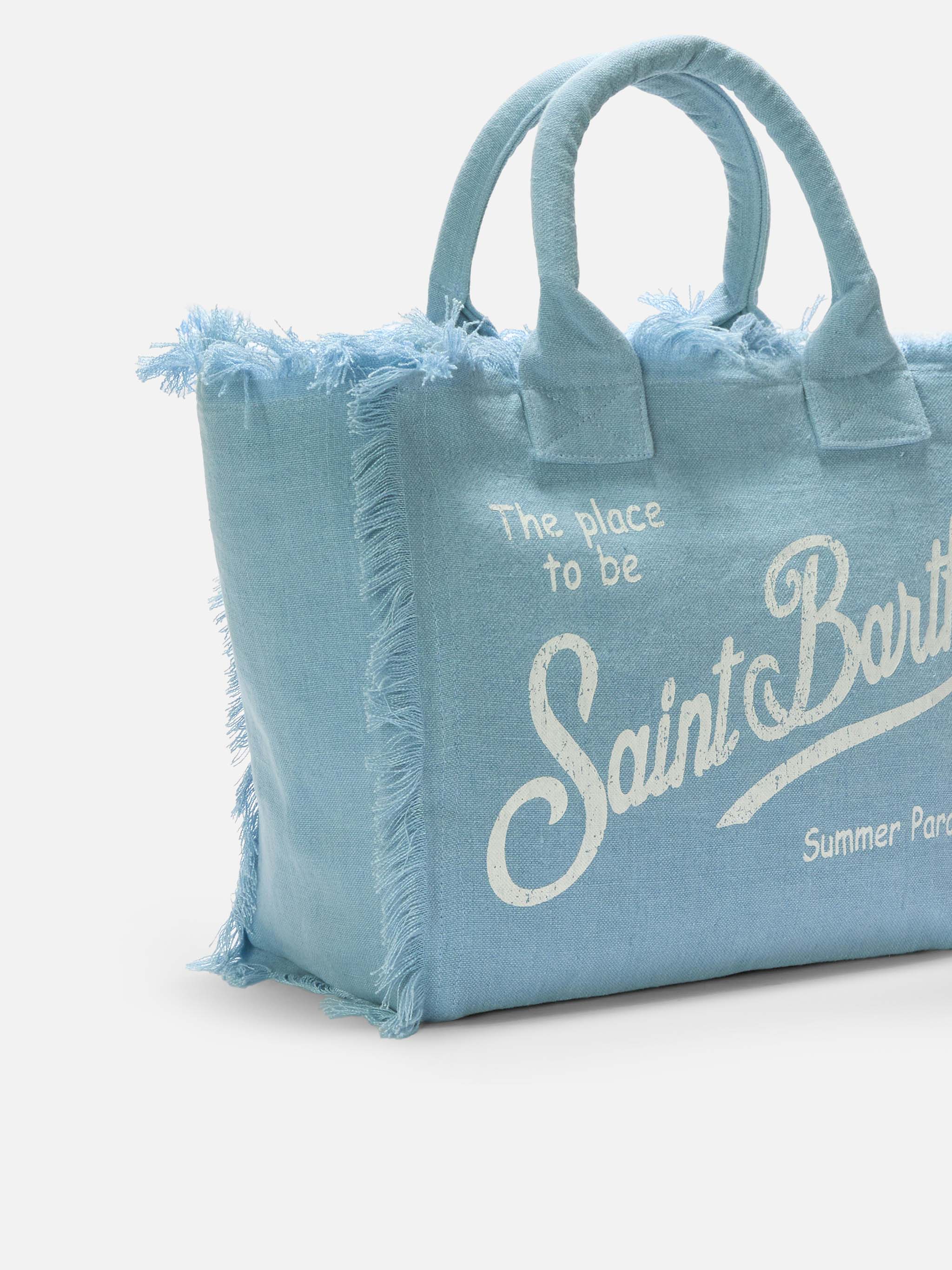 mc2-saint-barth-borsa-vanity-regular-in-lino-azzurro-tinta-unita-con-frange-e-zi image 3
