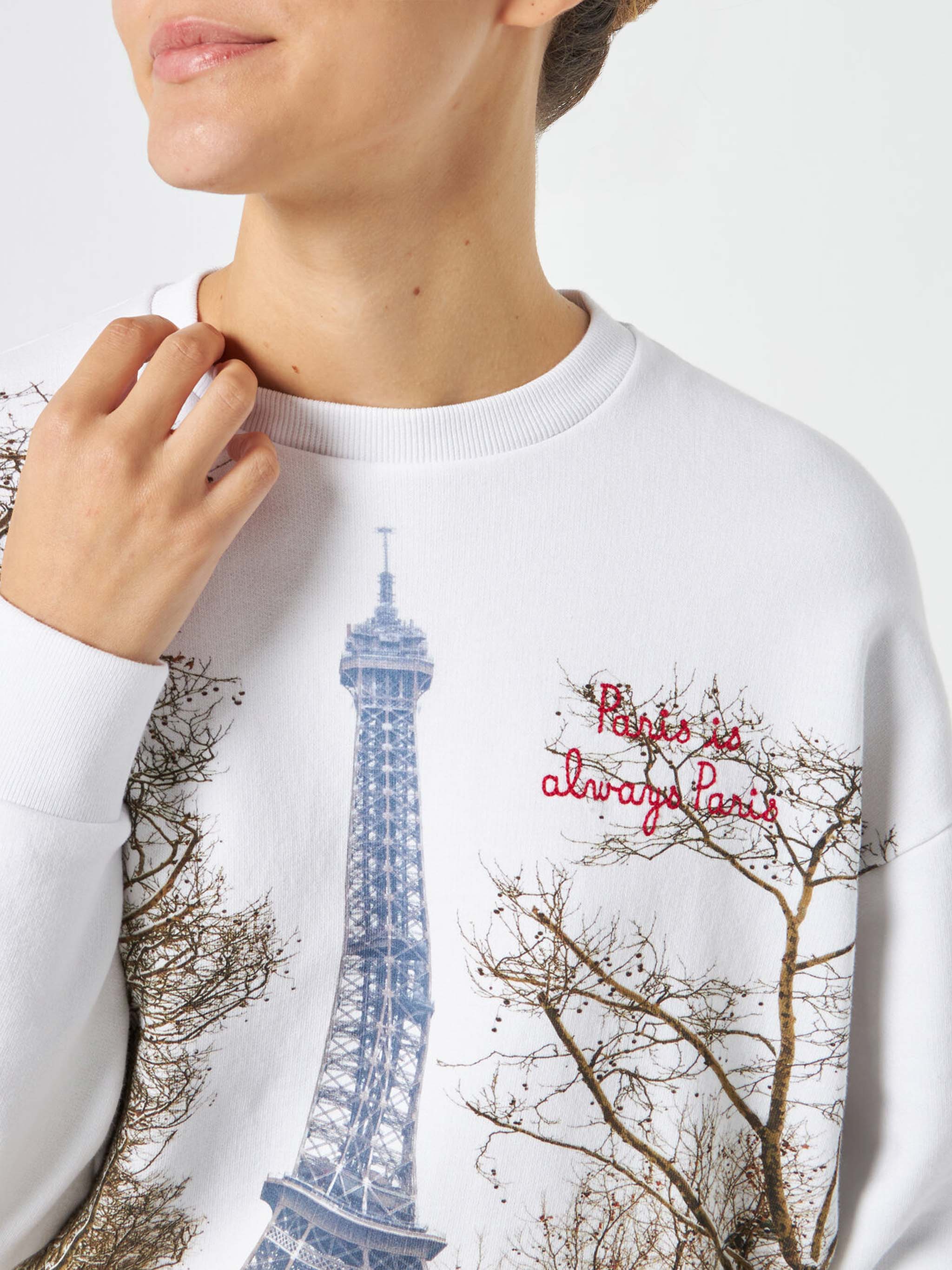 mc2-saint-barth-stardust-felpa-donna-bianca-stampa-parigi-tour-eiffel image 3