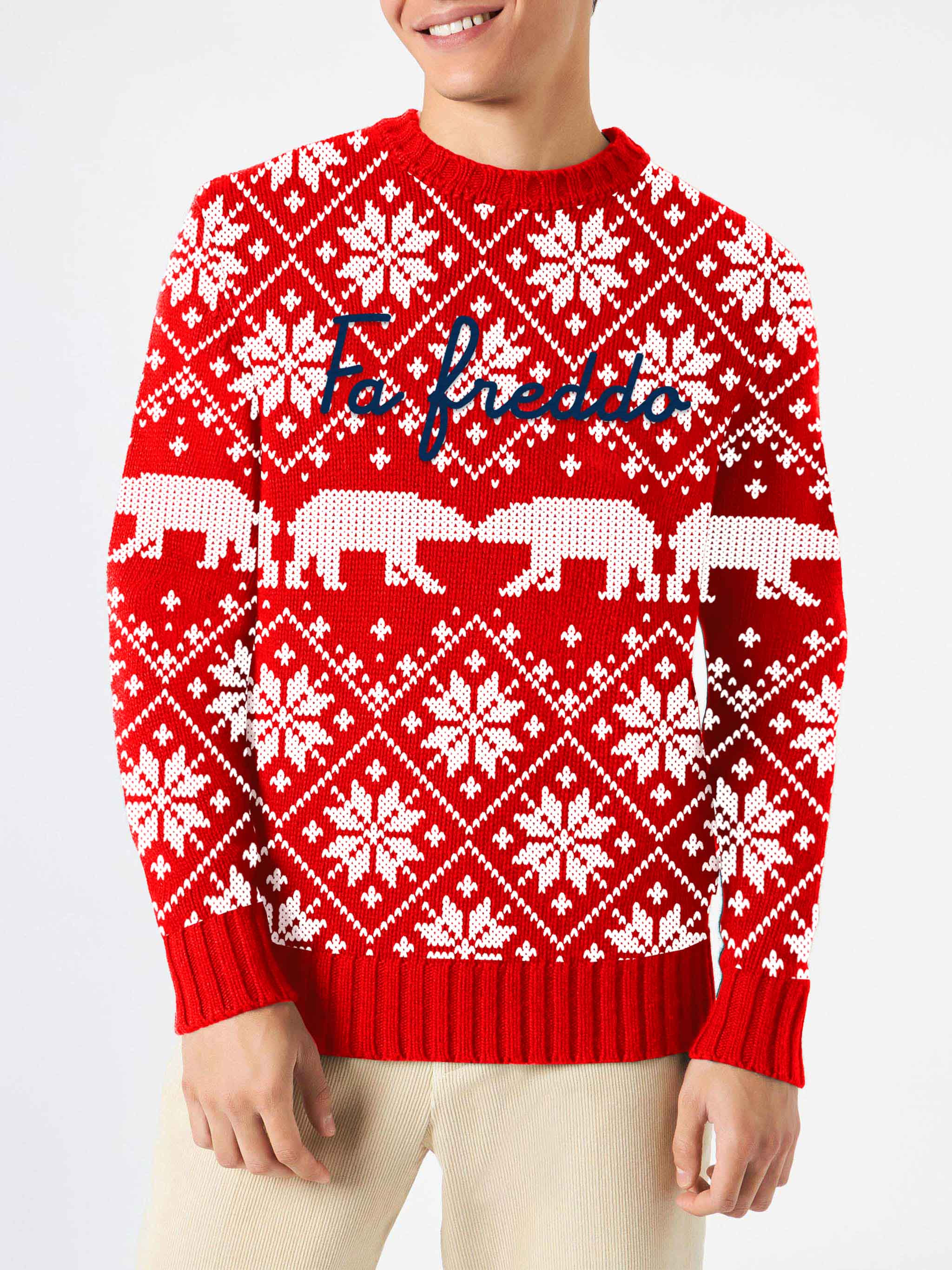 mc2-saint-barth-bombardino-maglia-uomo-rossa-fa-freddo-motivo-norvegese image 1