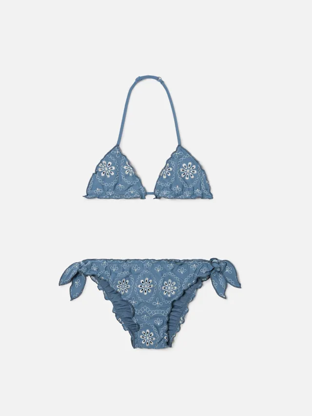 mc2-saint-barth-bikini-cris-bambina-sangallo-blu-triangolo-arricciato image 1
