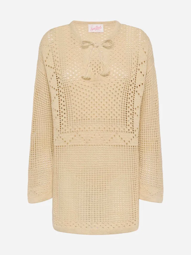mc2-saint-barth-tunica-alicia-in-rete-crochet-bianca-da-donna image 1