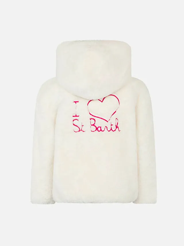 mc2-saint-barth-giacca-bambina-bianca-furry-ricamo-i-love-st-barth image 1