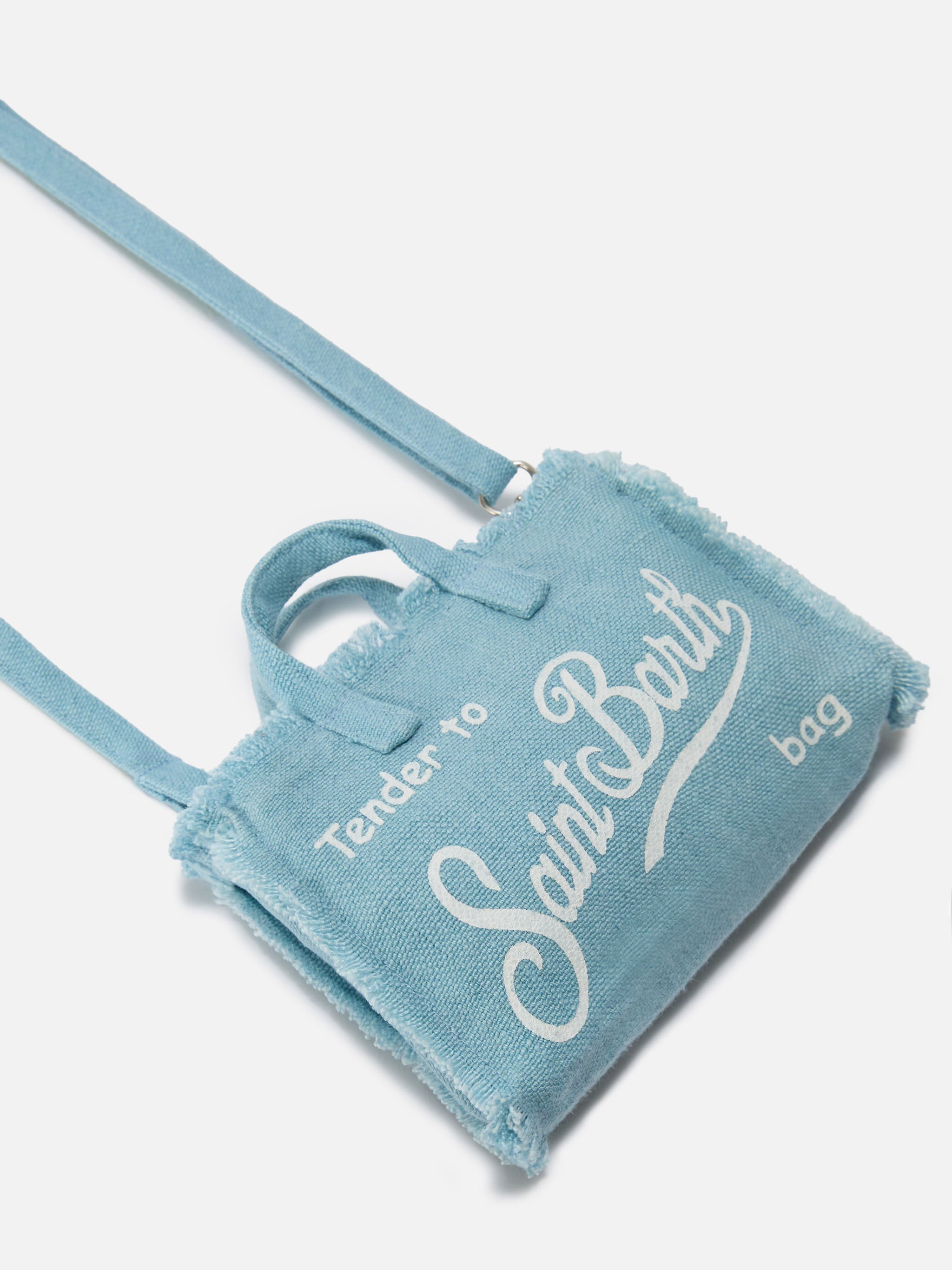 mc2-saint-barth-borsa-phone-micro-in-lino-azzurro-con-logo-a-contrasto image 2