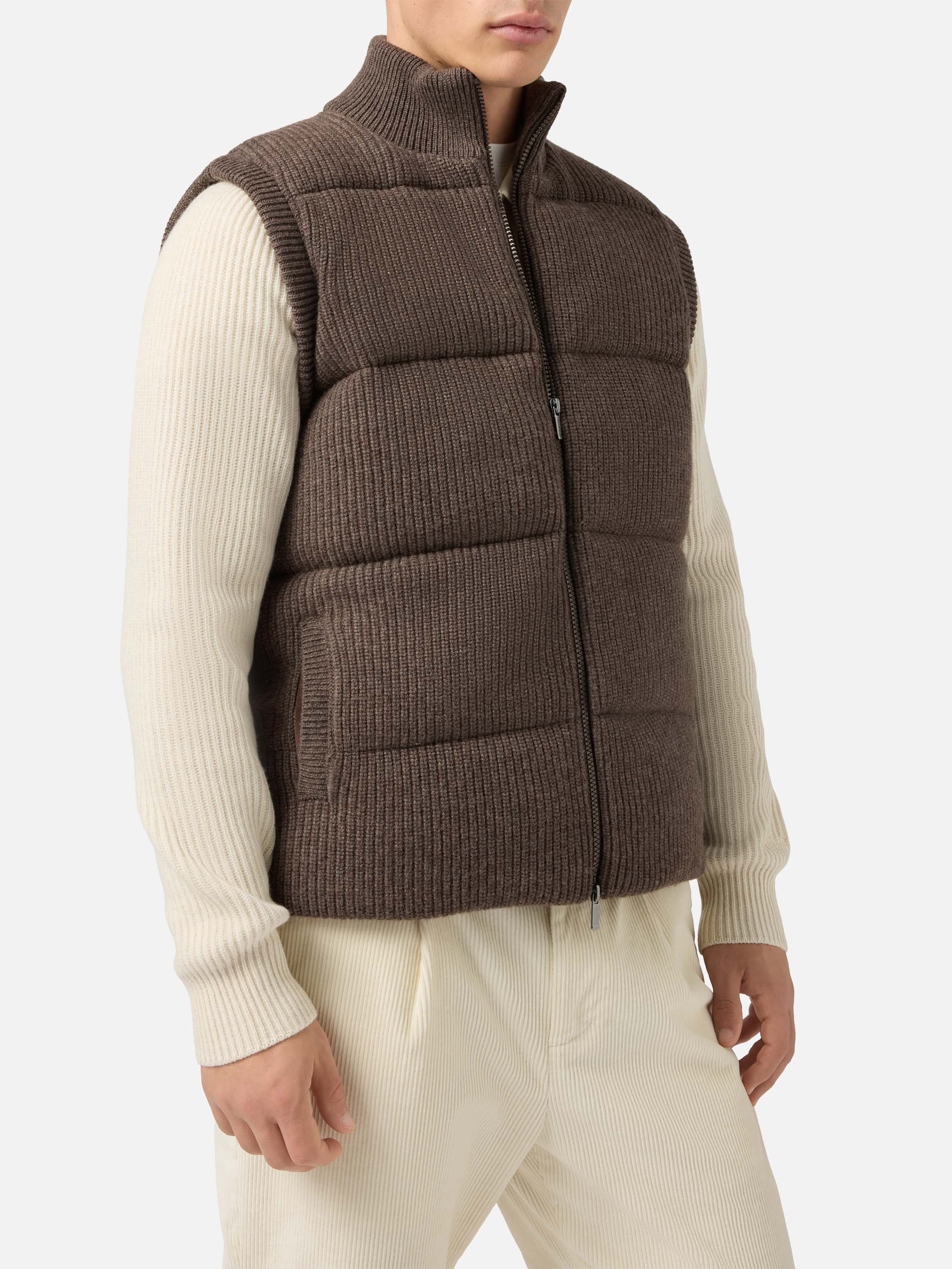 mc2-saint-barth-gilet-imbottito-leeds-knit-nocciola-uomo image 1