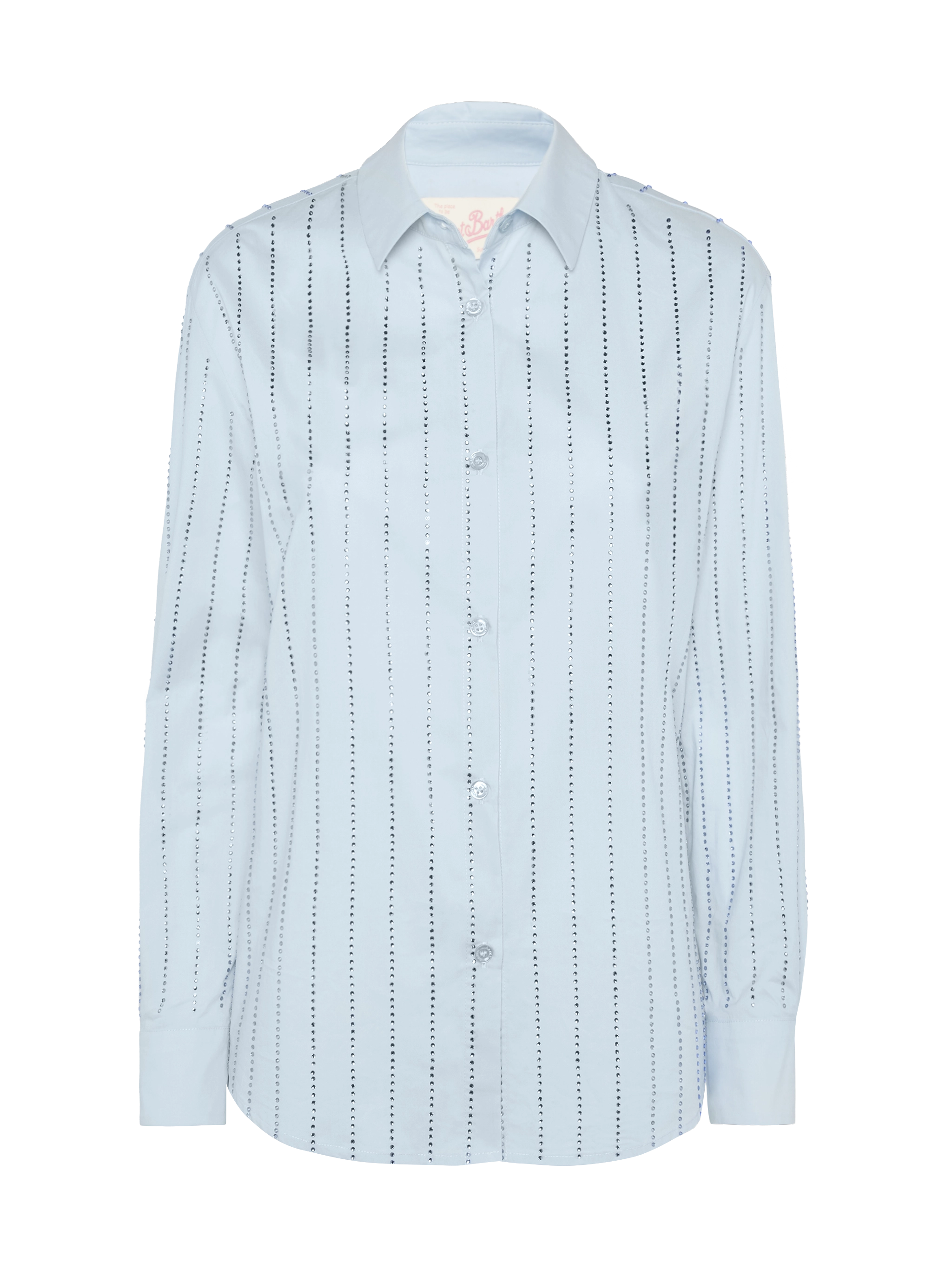 mc2-saint-barth-camicia-donna-meredith-popeline-cotone-blu-con-strass image 5