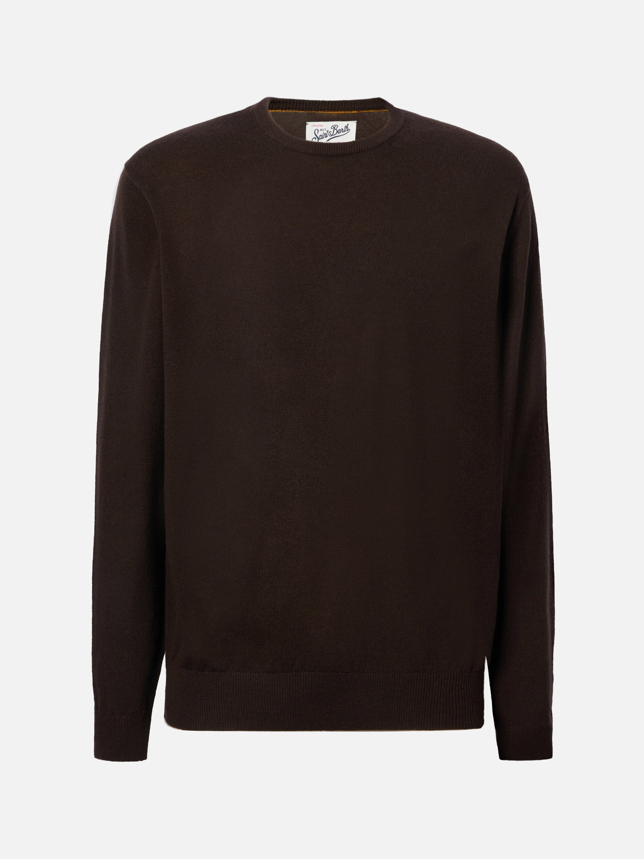 mc2-saint-barth-maglione-girocollo-regent-in-lana-merino-e-cashmere-marrone-da-u image 5