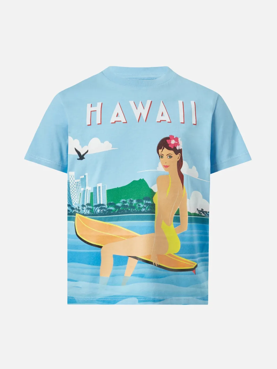 mc2-saint-barth-t-shirt-elly-bambina-verde-acqua-stampa-hawaii-cotone image 1