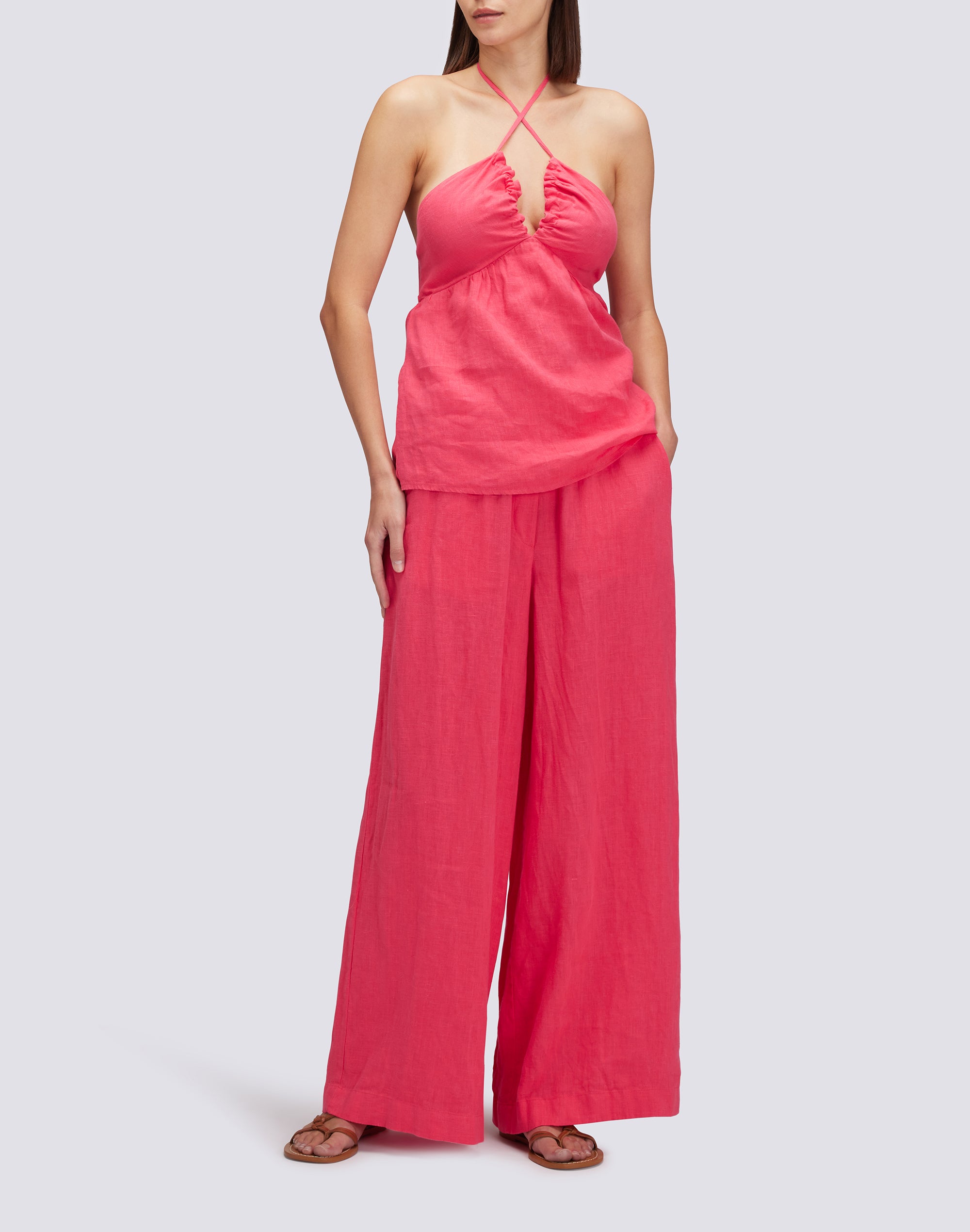sundek-goldenwave-pantaloni-palazzo-lunghi-donna-in-lino-tinto-capo image 4