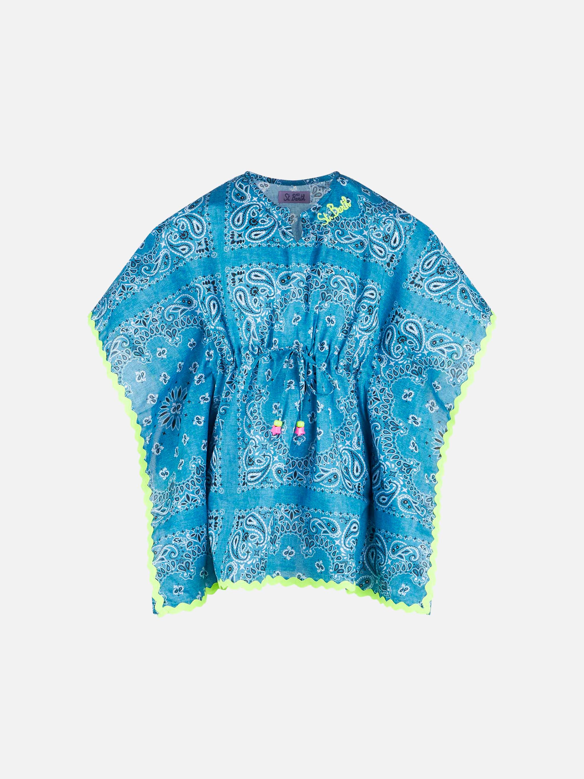 mc2-saint-barth-danya-poncho-bambina-stampa-bandana-azzurra image 1