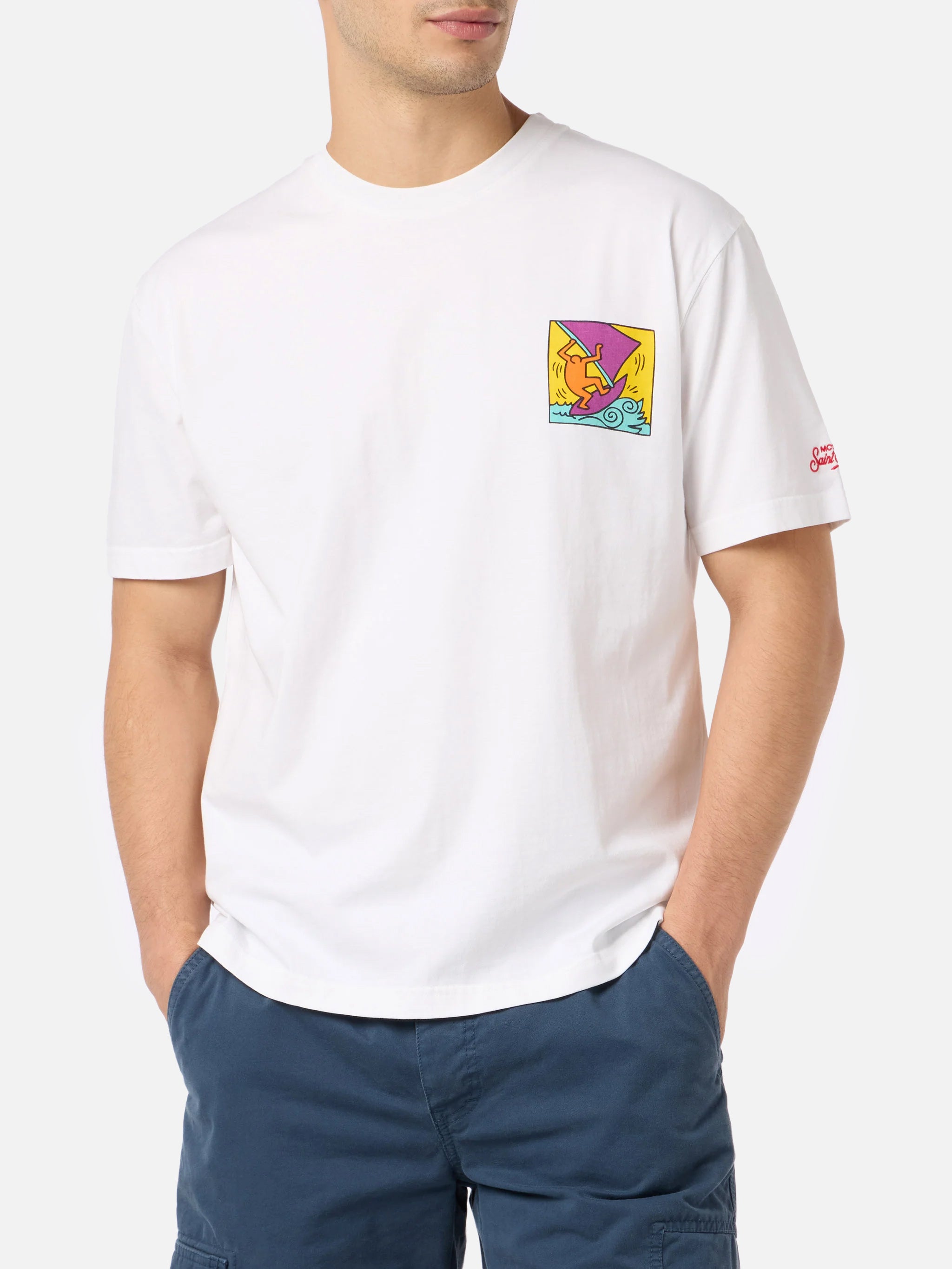 mc2-saint-barth-t-shirt-uomo-keith-haring-bianca-special-edition image 4