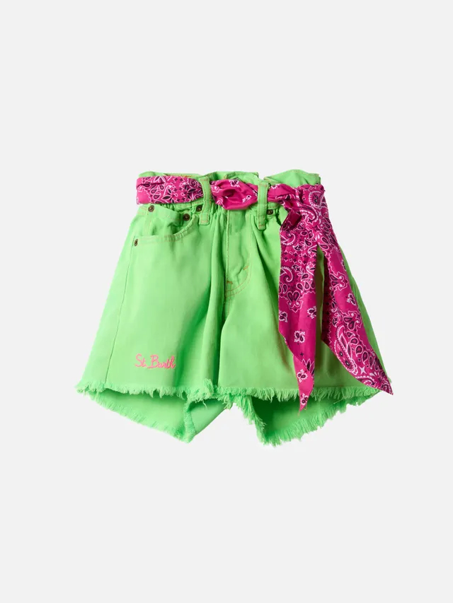 mc2-saint-barth-arizona-jr-shorts-in-denim-riciclato-con-ricami-per-bambina image 1