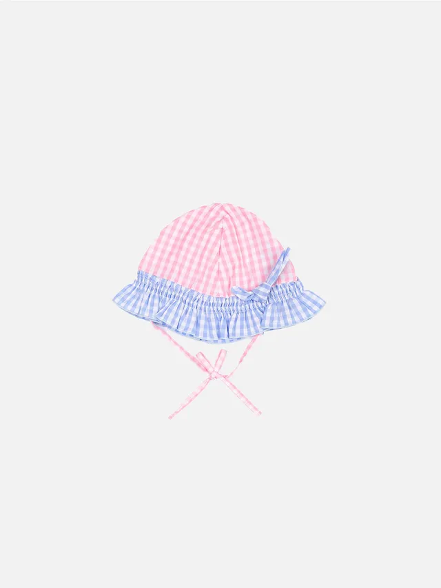 mc2-saint-barth-cuffia-neonata-cotone-vichy-rosa-con-fiocco image 1