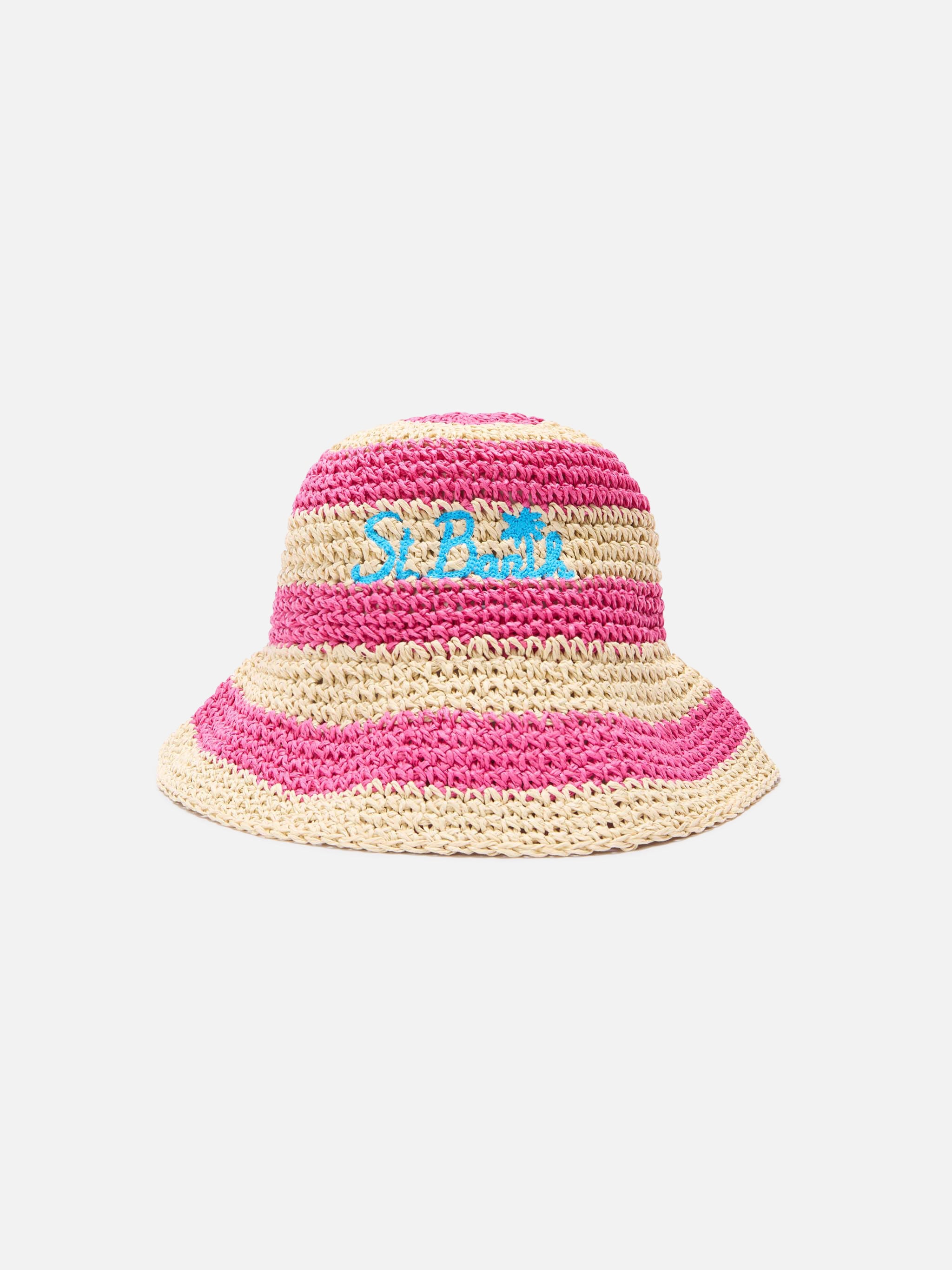 mc2-saint-barth-cappello-polly-bucket-paglia-rosa-taglia-unica image 1
