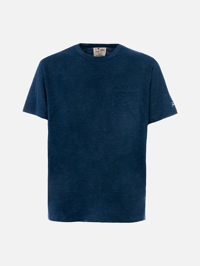 mc2-saint-barth-ecstasea-t-shirt-uomo-lino-blu-navy image 1