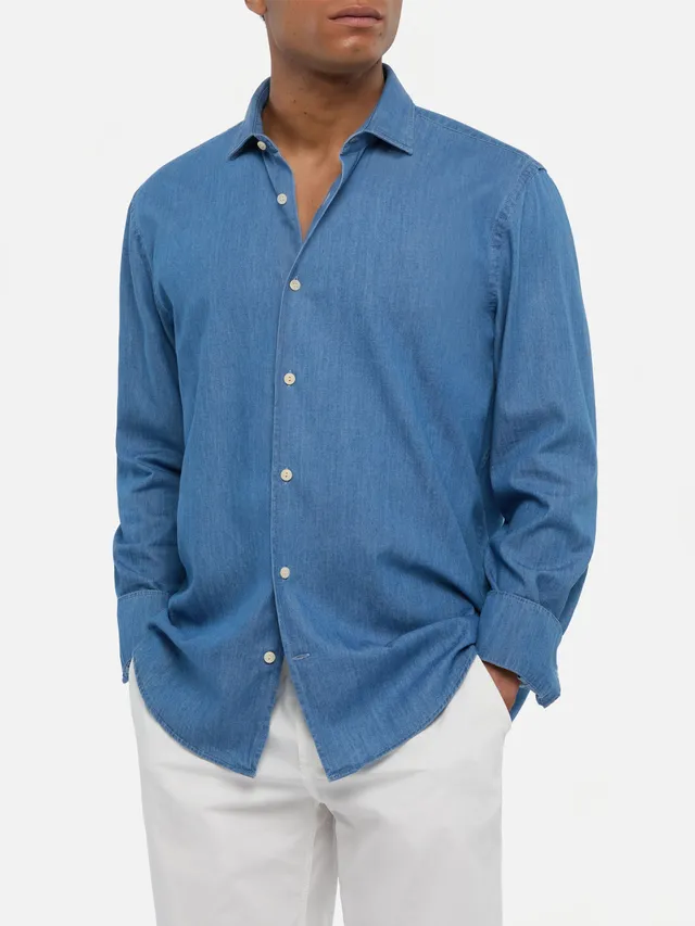 camicia-mc2-saint-barth-pamplona-in-chambray-blu-denim-scuro-maniche-lunghe-vest image 1