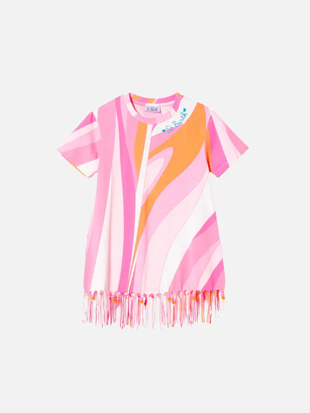 mc2-saint-barth-abito-da-bambina-in-cotone-con-frange-e-charms image 1