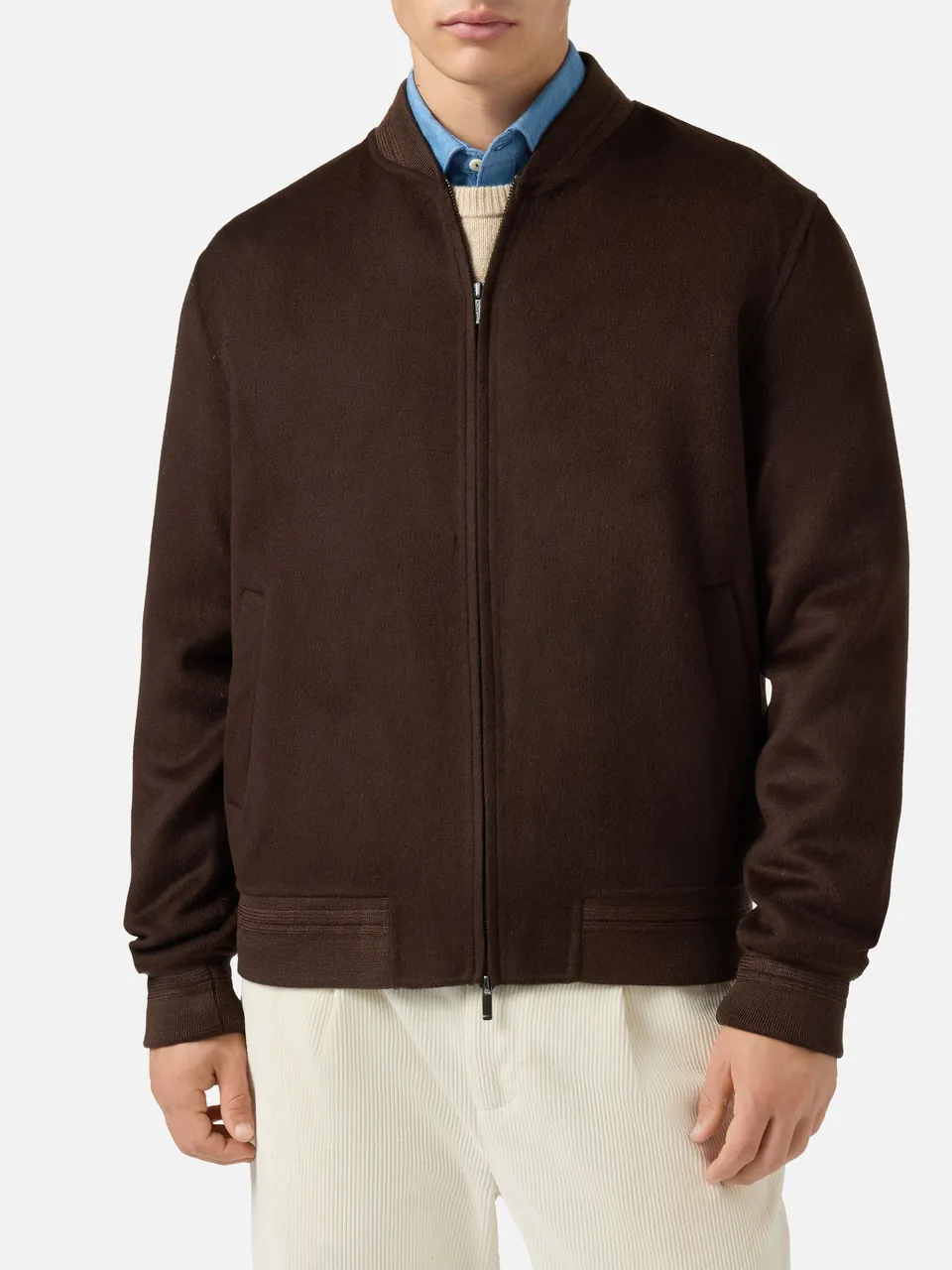 mc2-saint-barth-bomber-camden-uomo-marrone-in-lana-sfoderato-con-zip image 1
