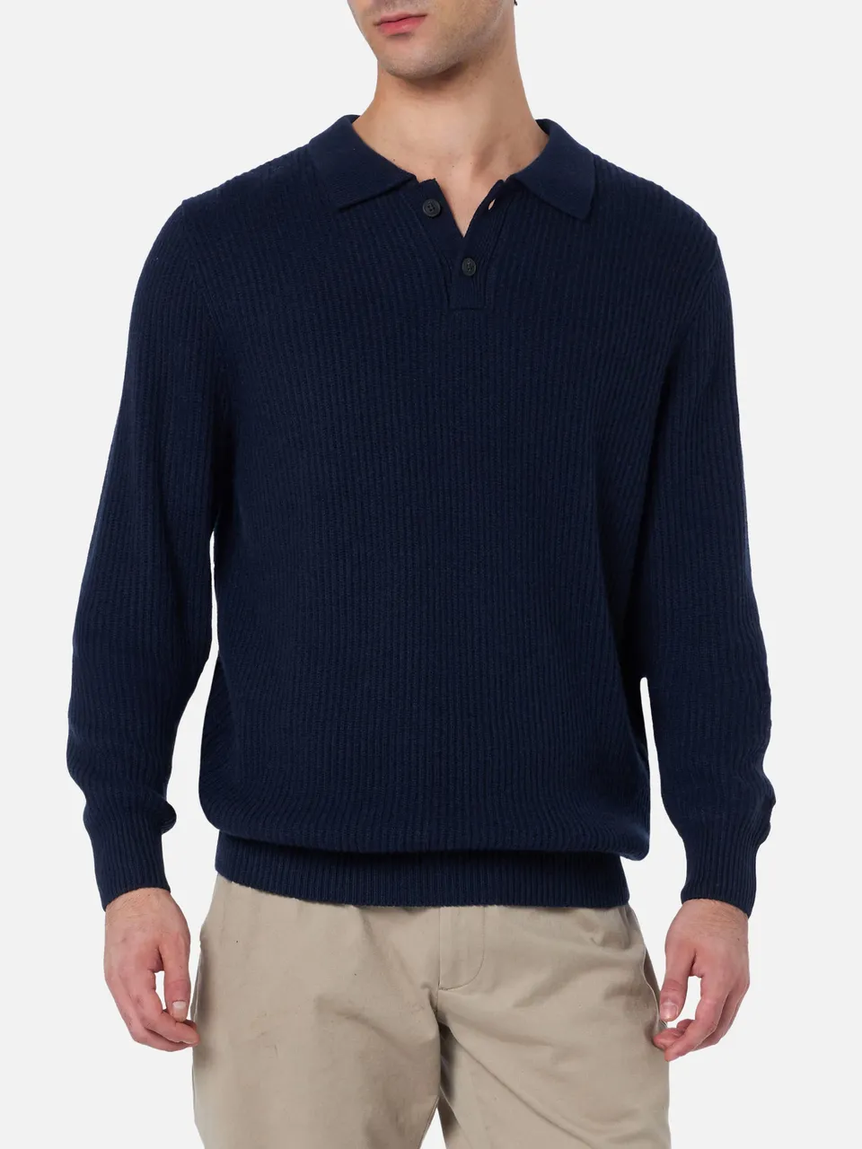 mc2-saint-barth-maglione-uomo-downing-blu-navy-a-coste-in-misto-cashmere image 1