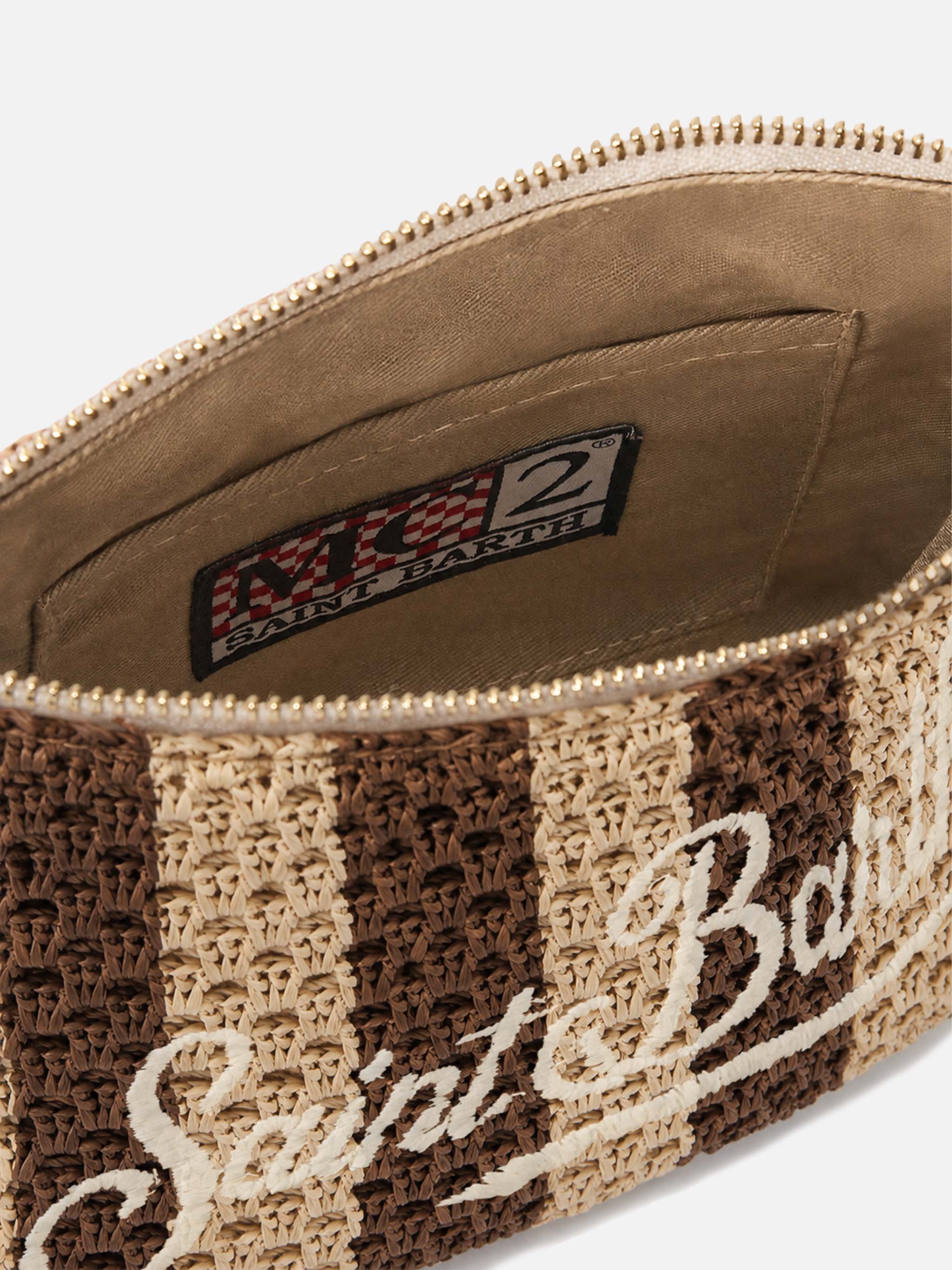 mc2-saint-barth-pouch-rafia-intrecciata-a-righe-con-logo-ricamato-e-zip image 5