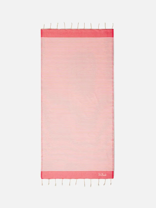 mc2-saint-barth-foutas-telo-mare-a-righe-piccole-rosso-e-bianco-in-cotone-jacqua image 1