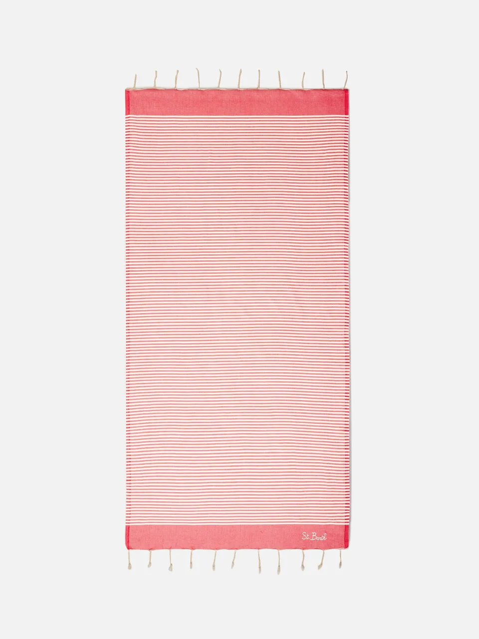 mc2-saint-barth-foutas-telo-mare-a-righe-piccole-rosso-e-bianco-in-cotone-jacqua image 1