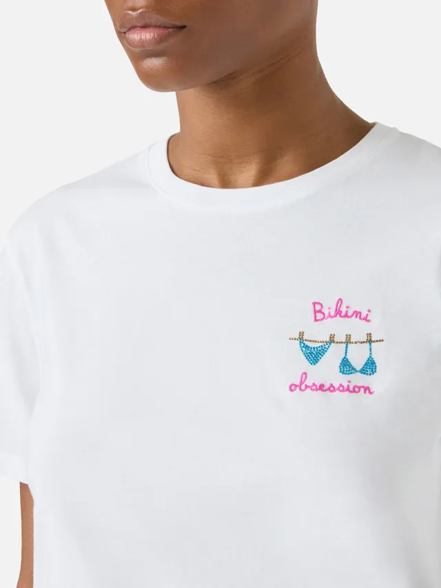mc2-saint-barth-t-shirt-emilie-bianca-con-ricamo-bikini-obsession-e-strass image 1