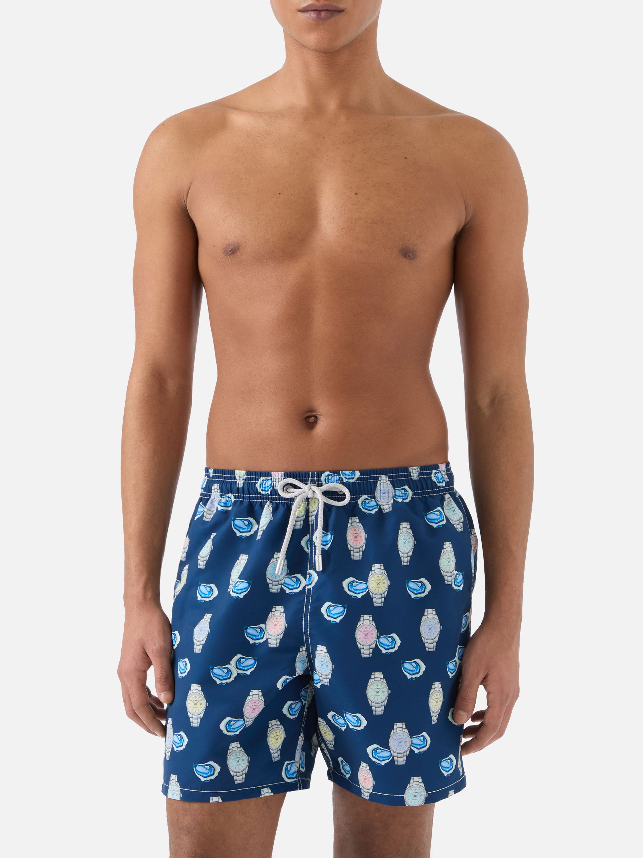 mc2-saint-barth-gustavia-gus0001-costume-mare-uomo-blu-stampa-ostriche-e-orologi image 3