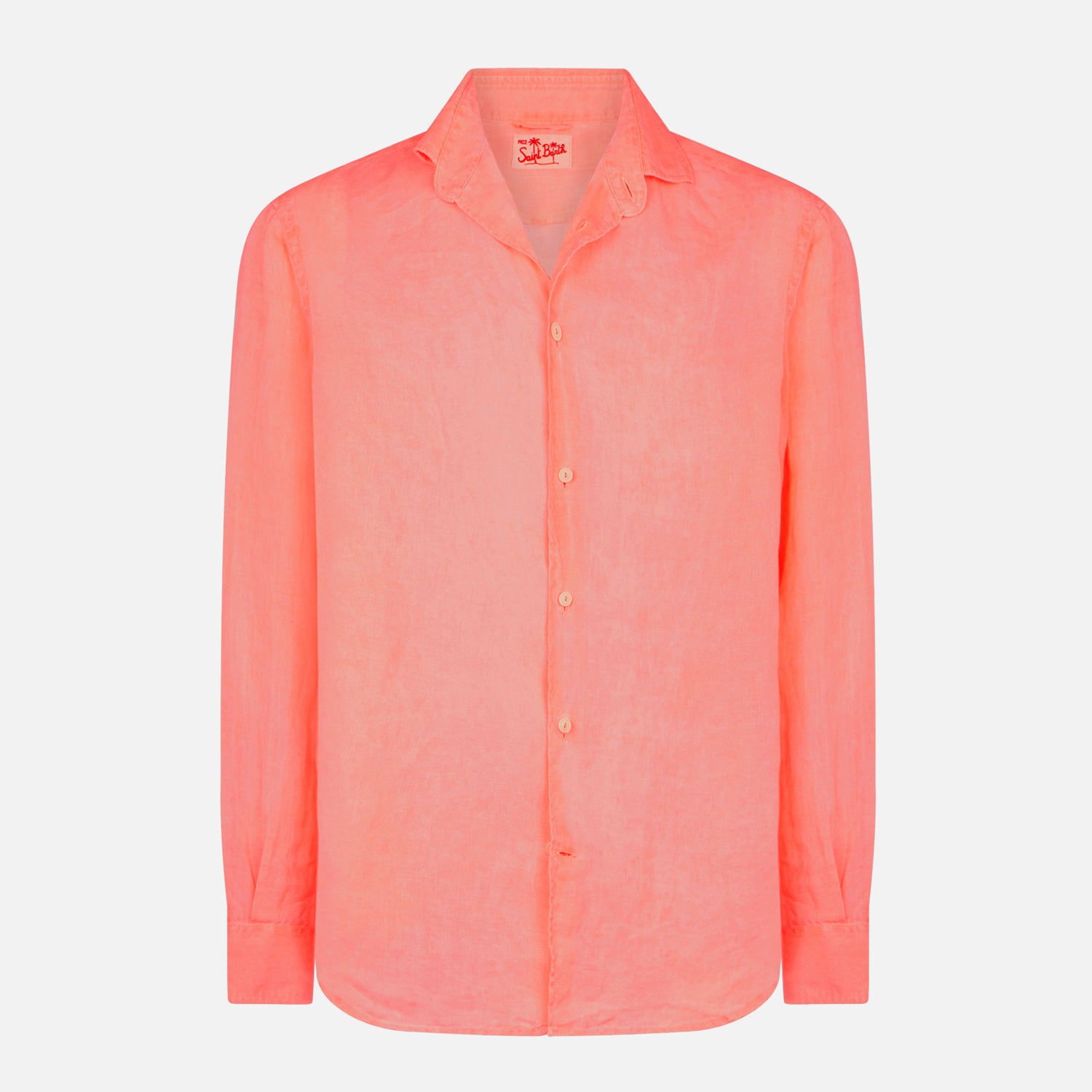 mc2-saint-barth-pamplona-camicia-uomo-in-puro-lino-rosso-fluo-maniche-lunghe image 4