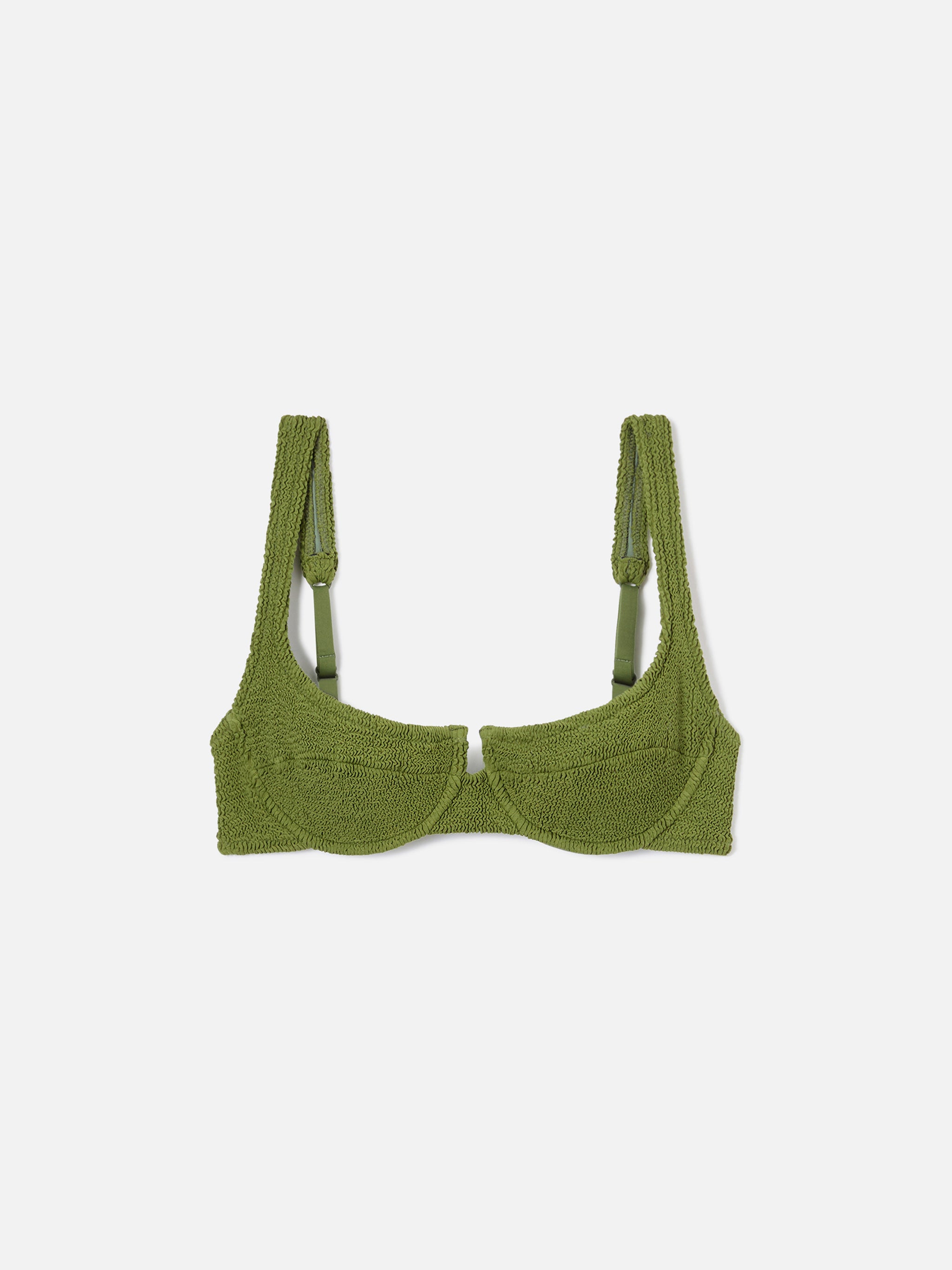 mc2-saint-barth-top-bikini-amira-balconette-in-tessuto-crinkle-verde-militare image 1