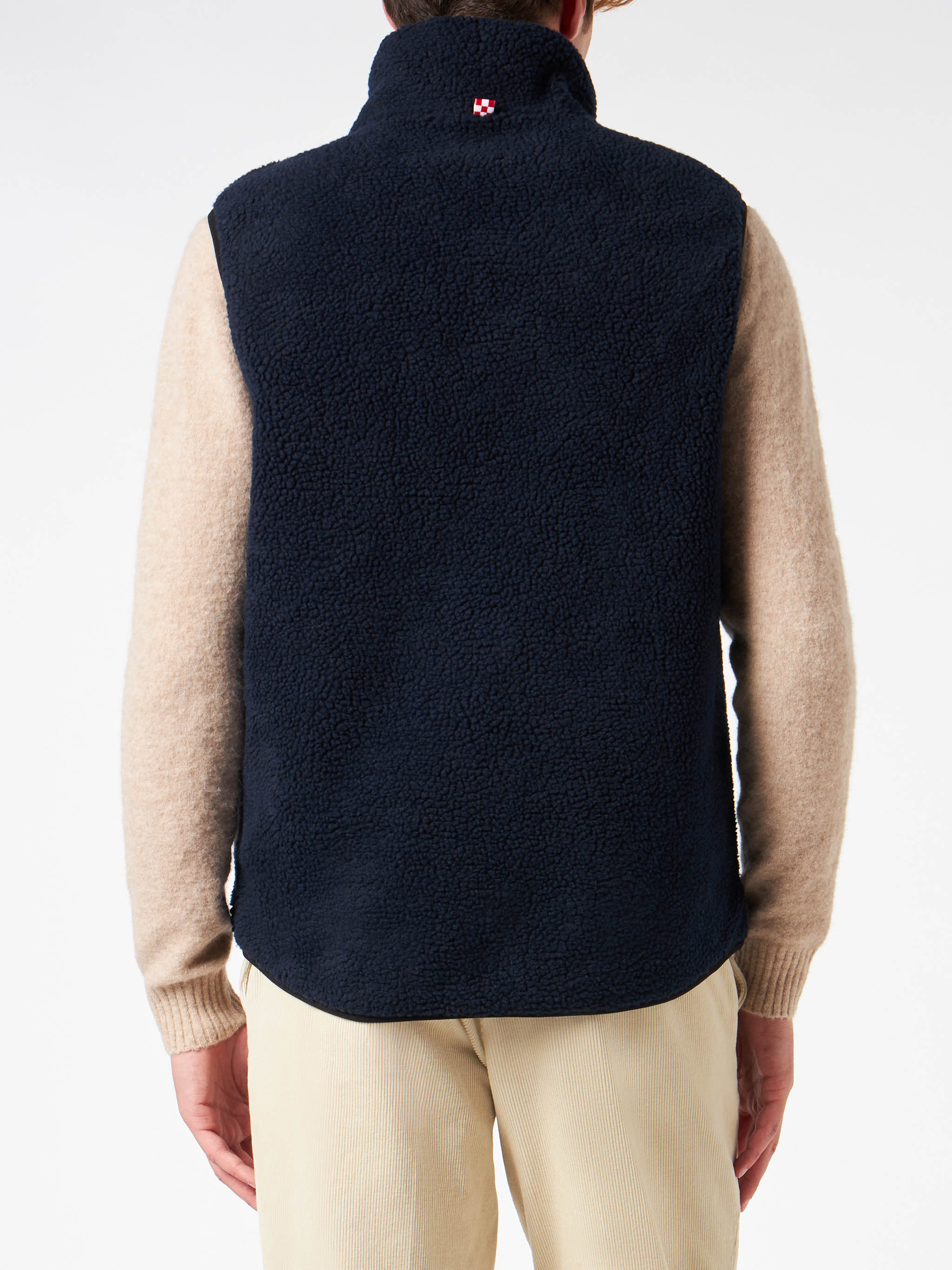 mc2-saint-barth-wanaka-gilet-uomo-sherpa-blu-tasche-check image 3