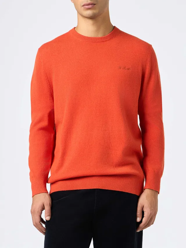 maglione-girocollo-regent-mc2-saint-barth-uomo-in-misto-cashmere-arancione image 1