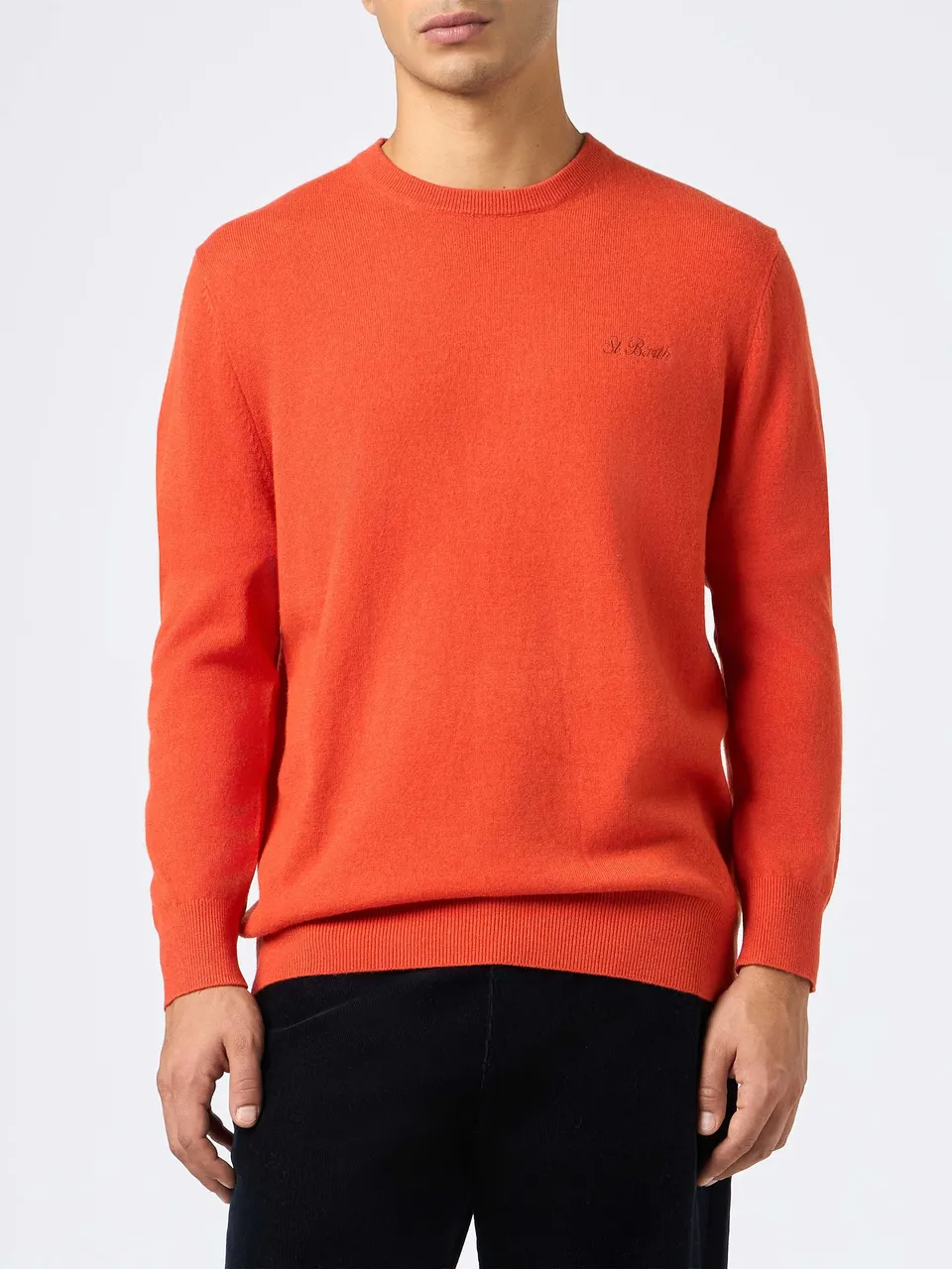 maglione-girocollo-regent-mc2-saint-barth-uomo-in-misto-cashmere-arancione image 1