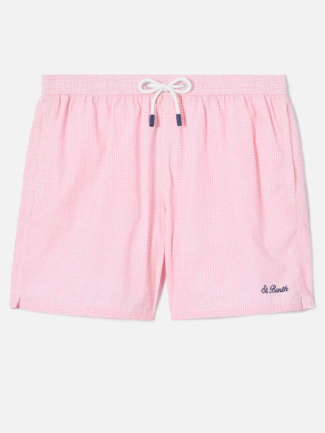 mc2-saint-barth-costume-mare-patmos-uomo-seersucker-vichy-rosa-bianco image 1