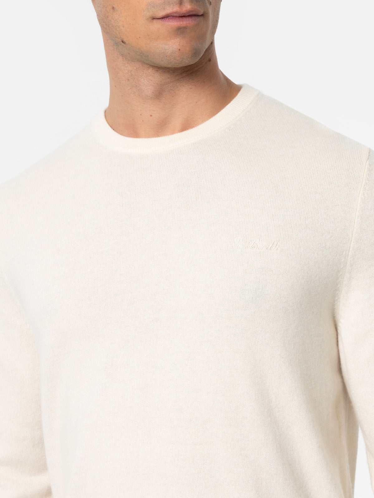 mc2-saint-barth-regent-maglione-girocollo-uomo-in-misto-cashmere-bianco image 2