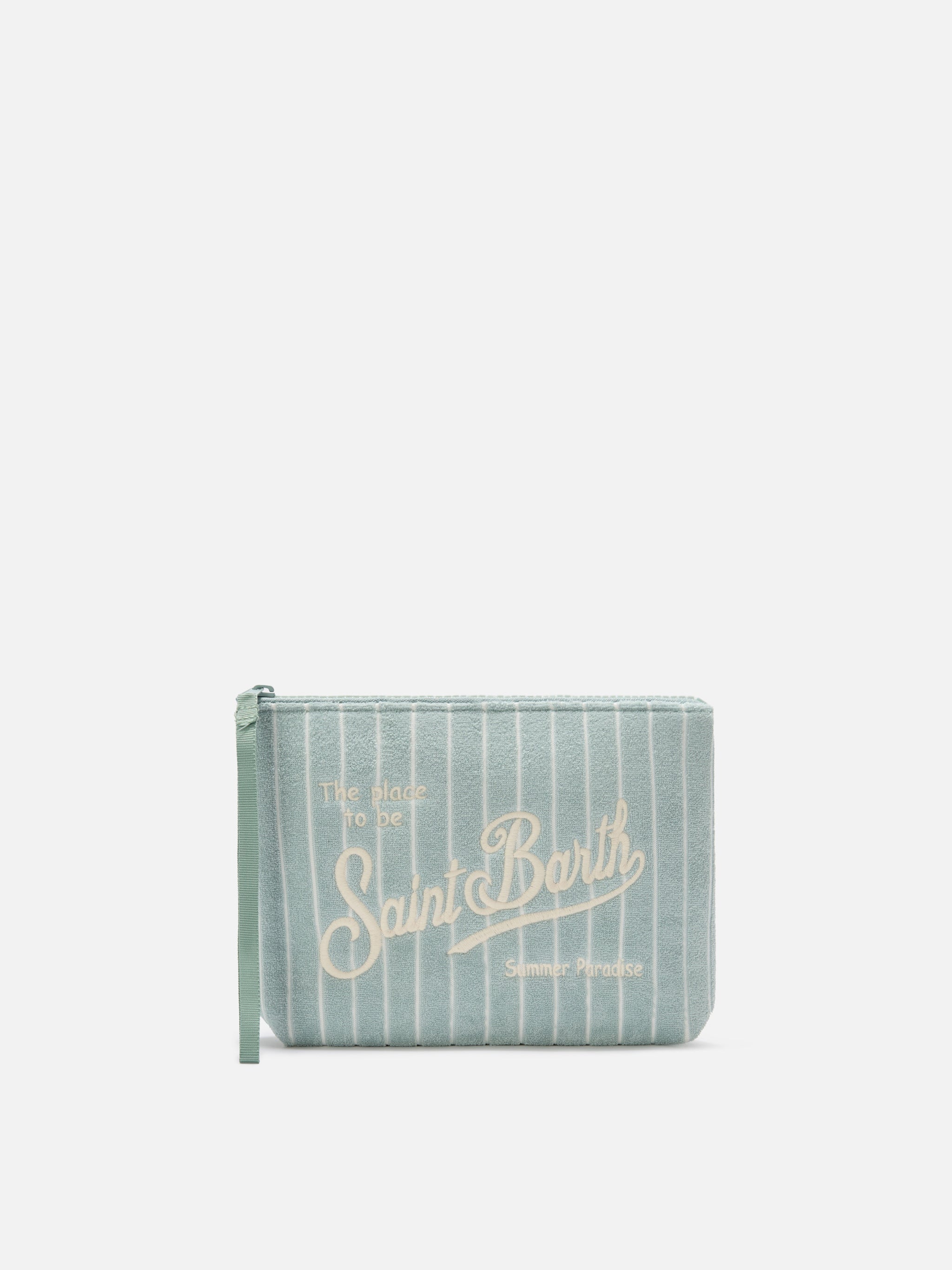 mc2-saint-barth-aline-pochette-spugna-verde-menta-righe-in-rilievo image 1