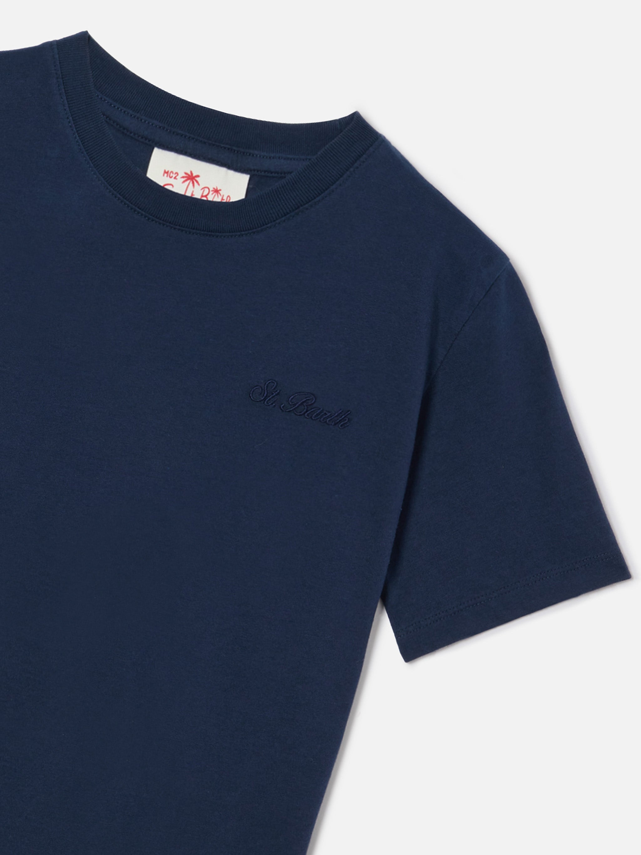 mc2-saint-barth-t-shirt-dover-jr-bambino-in-puro-cotone-blu-navy-con-logo-ricama image 2