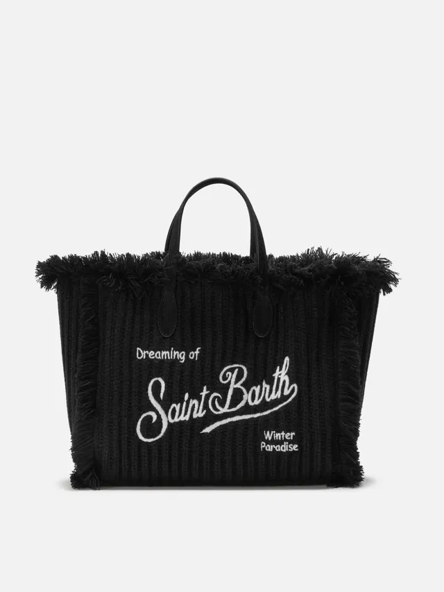 mc2-saint-barth-colette-wool-rib-borsa-a-mano-nera-a-trecce-con-tracolla image 1