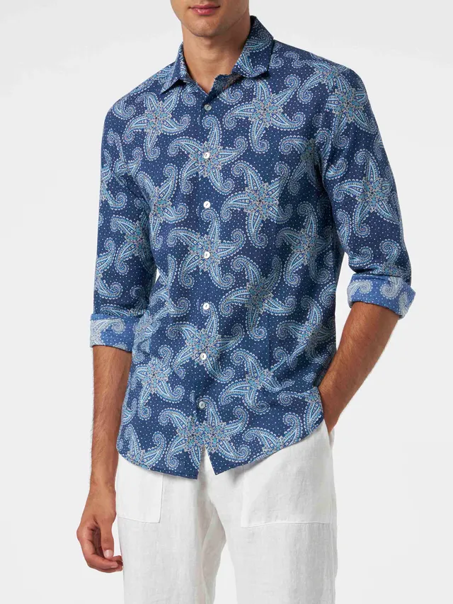mc2-saint-barth-sikelia-camicia-uomo-mussola-cotone-paisley-blu image 1