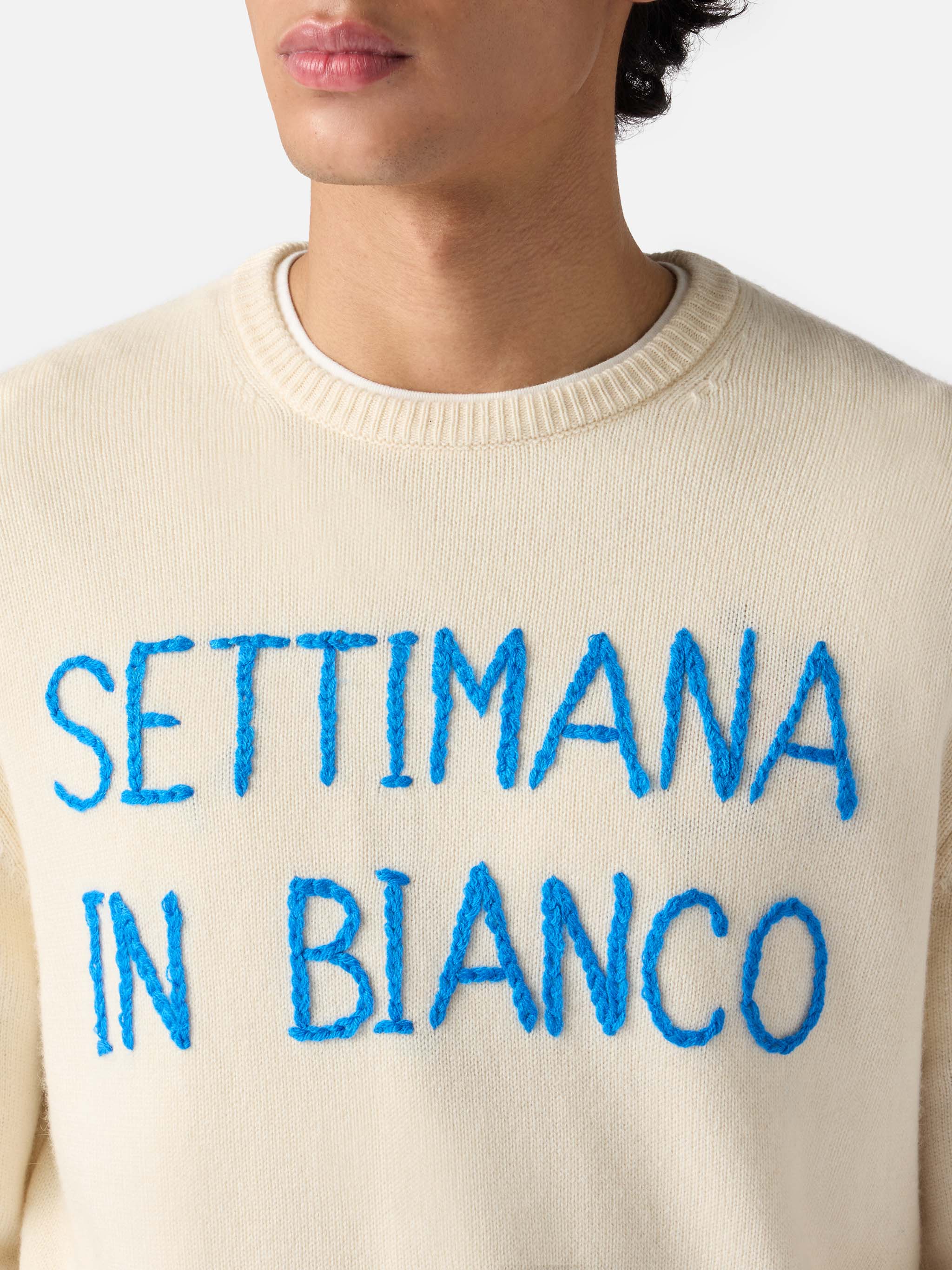 mc2-saint-barth-heron-maglia-girocollo-uomo-bianca-misto-cashmere-ricamo-settima image 2