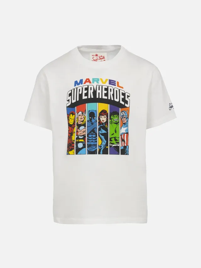 mc2-saint-barth-t-shirt-bambino-cotone-marvel-super-eroi-bianca-edizione-special image 1