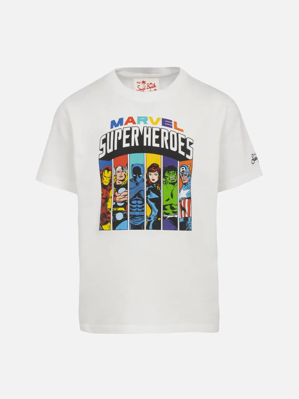 mc2-saint-barth-t-shirt-bambino-cotone-marvel-super-eroi-bianca-edizione-special image 1