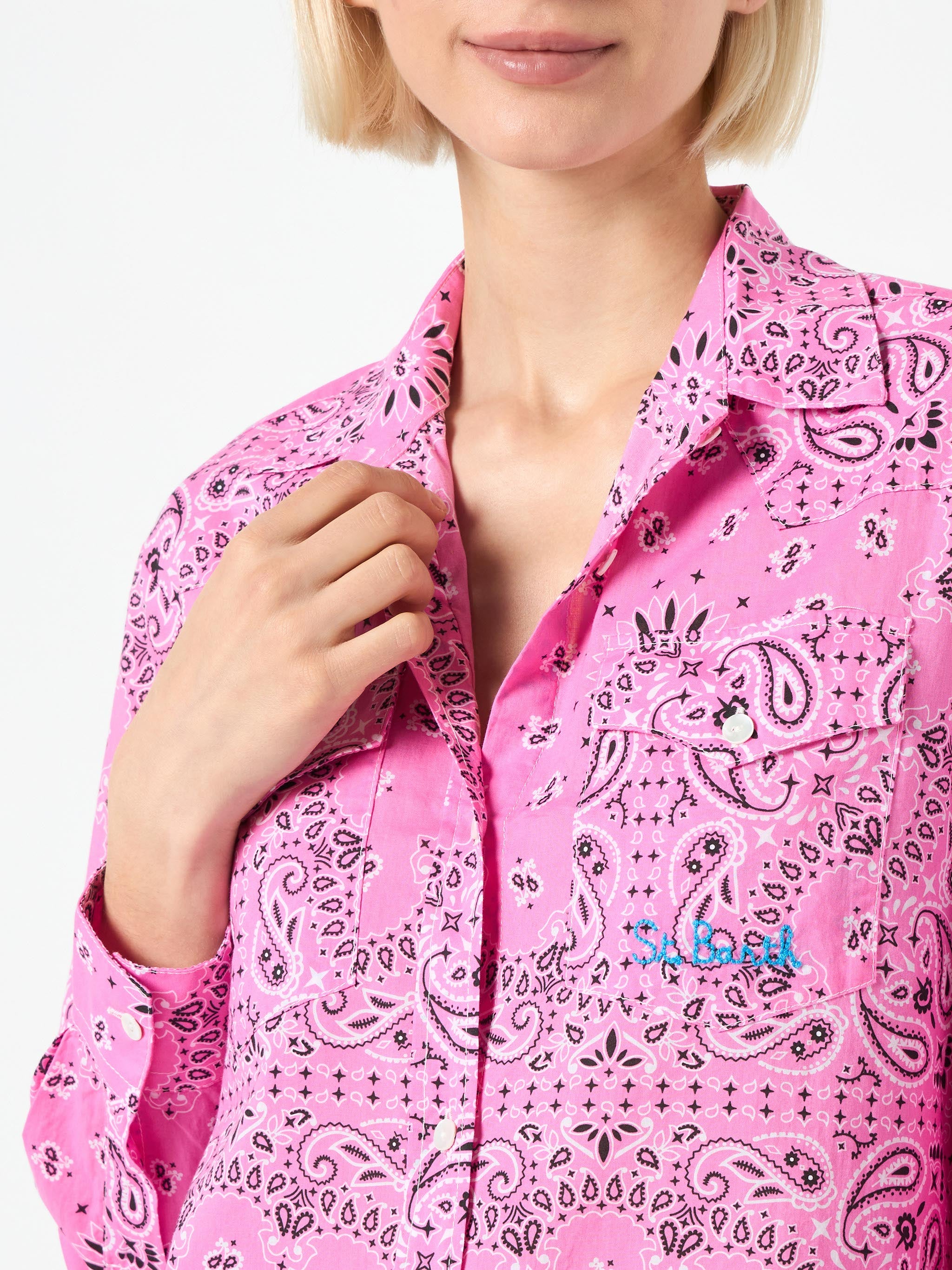 mc2-saint-barth-camicia-amaya-texana-stampa-bandana-rosa image 2