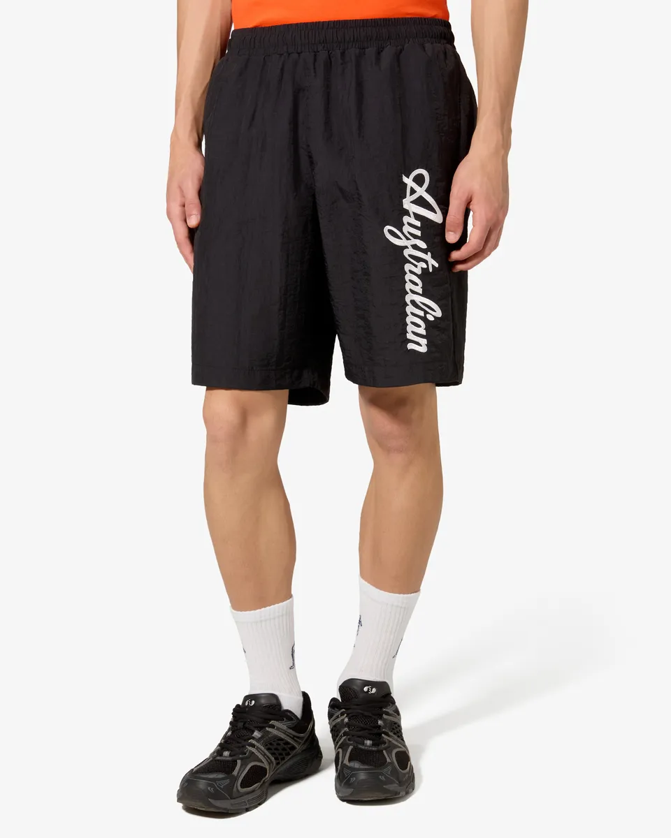 australian-league-embroidery-logo-short-nero-con-fodera-in-rete image 1