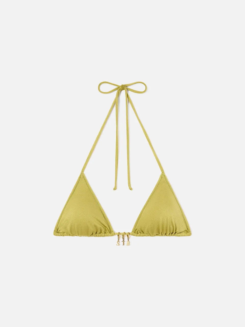 mc2-saint-barth-top-bikini-donna-leah-triangolo-glossy-finish-verde-con-charms image 1