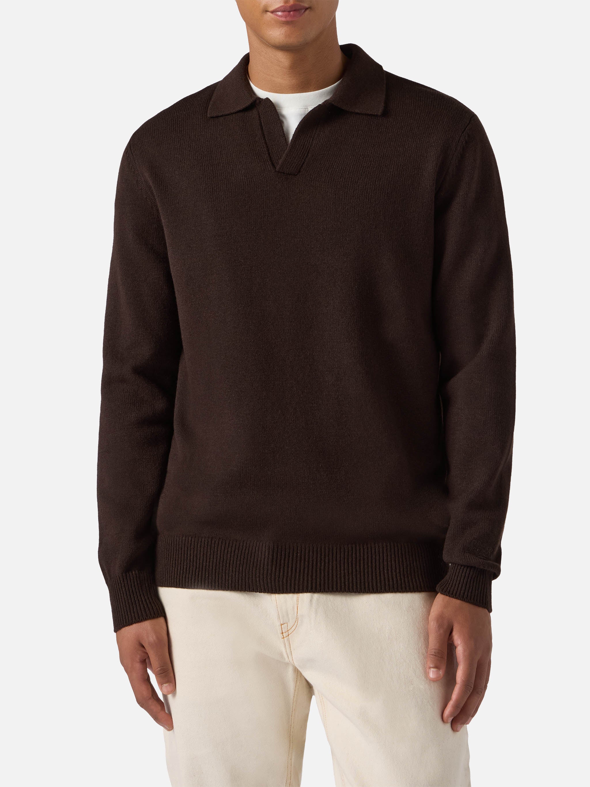 mc2-saint-barth-covent-polo-uomo-marrone-in-pura-lana-merino image 1