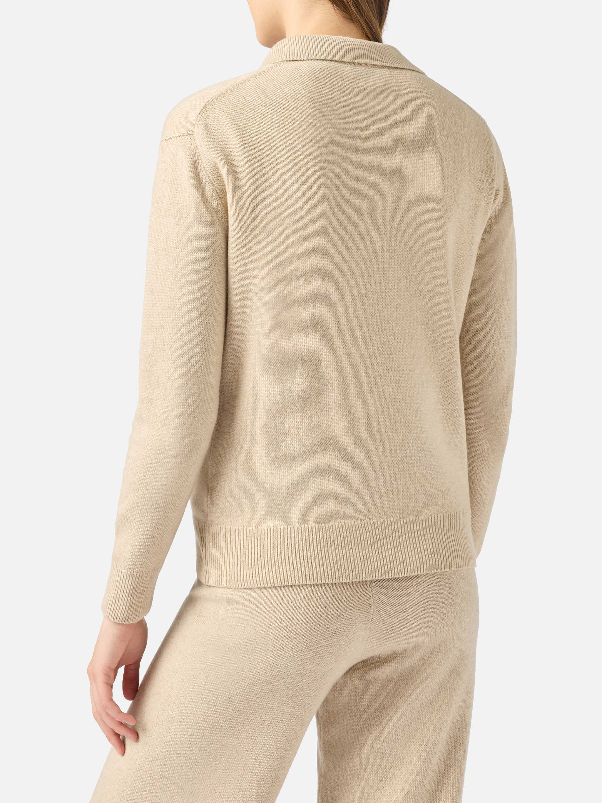 mc2-saint-barth-maglione-eze-donna-in-misto-cashmere-beige-collo-polo image 3