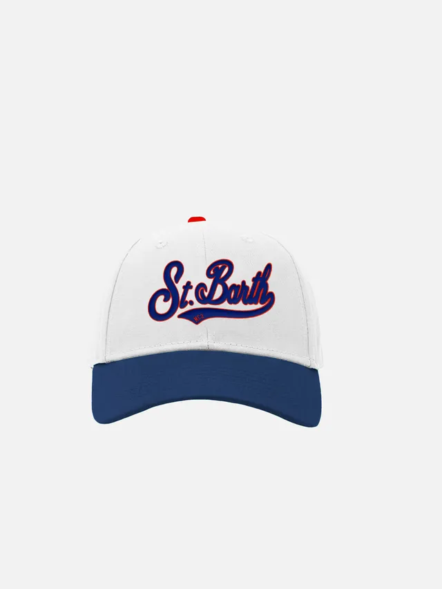 cappellino-mc2-saint-barth-peter-jr-con-ricamo-st-barth-bianco-e-blu image 1