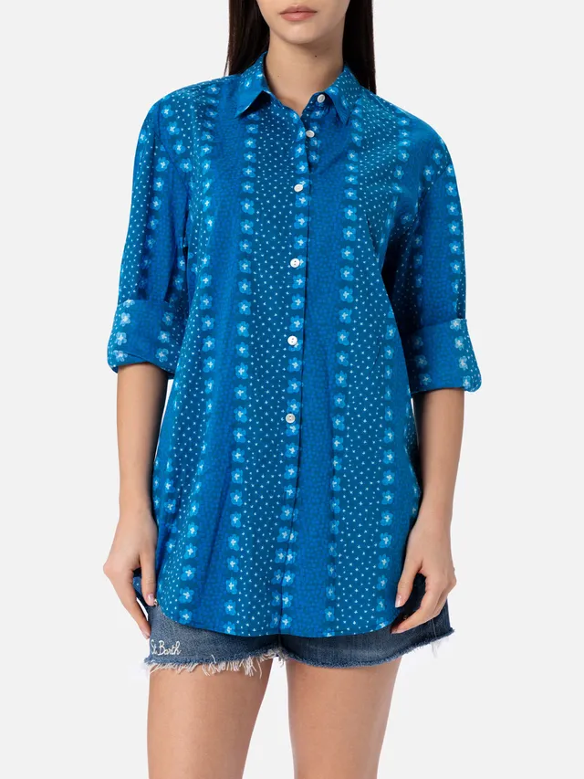 mc2-saint-barth-camicia-brigitte-donna-in-cotone-fantasia-floreale-indaco image 1